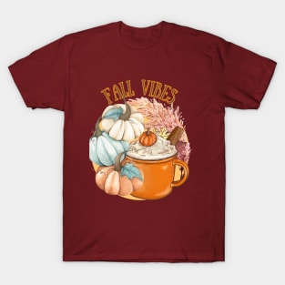 Fall Vibes Pumpkin Pampas Latte T-Shirt